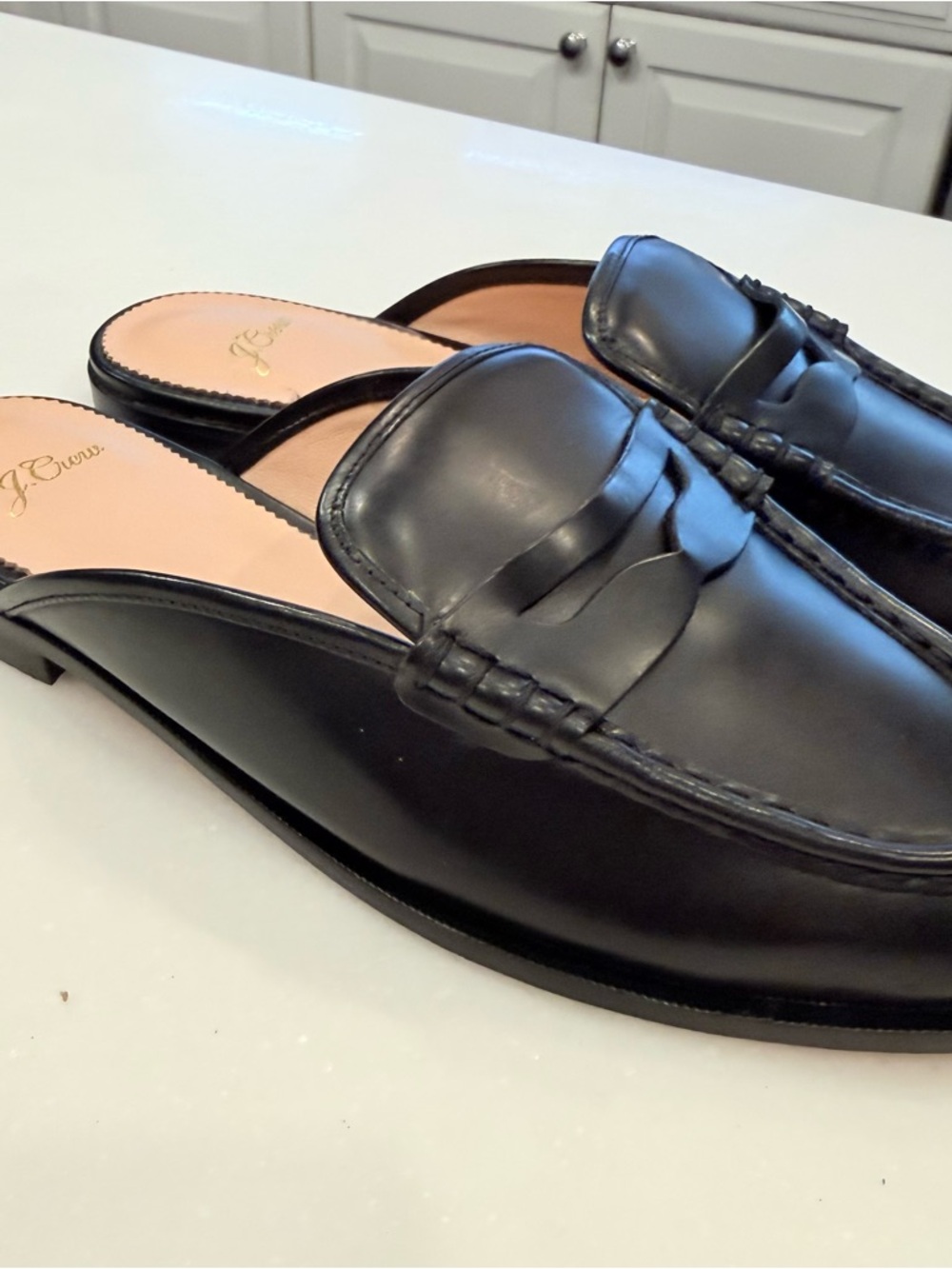 J. Crew Black Leather Backless Loafers - Picture 5 of 13